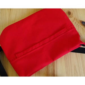 Red Medium Canvas Crossbody Bag with Zipper and outside Pocket. image 5
