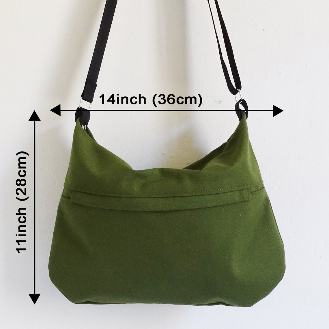 Medium Canvas Crossbody Bag With Zipper and Outside Pocket. Etsy