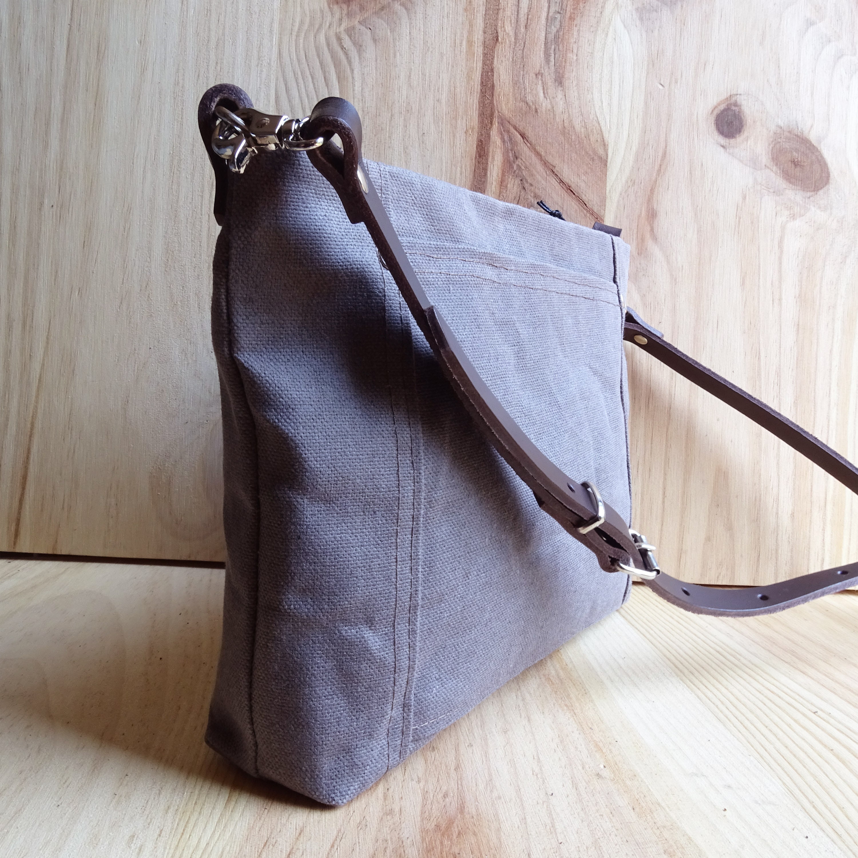 Small Waxed Canvas Crossbody Bag Leather Strap Zipper Purse Etsy
