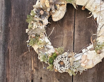 WHITE BiRCH BaRK WREATH   for  winter  home decor  Larger size