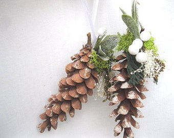 MISTLETOE PINE CONE  hanging  tree Nature Ornament