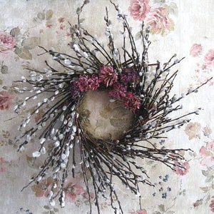 PUSSY WILLOW  WREATH  all natural spring decoration Number Three