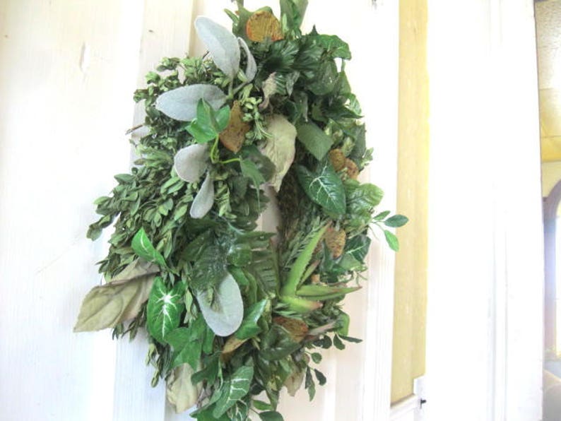 GREENS WREATH Silk Greenery for Spring and Year Round Etsy