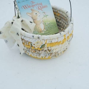 HONEYBEE textile art tote BASKET Easter