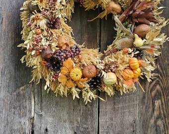 AUTUMN WREATH  dried greenery and gourd decoration