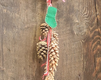 PINE CONE RIBBONS   with holiday theme