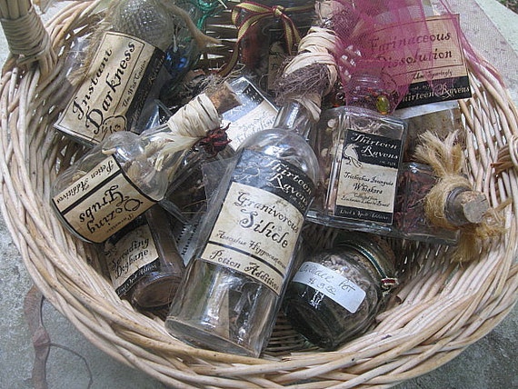 BULK SET of Ten Halloween POTION bottles