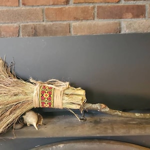 WITCH&#39;S BROOM 40 inch handmade from broom corn Primitive