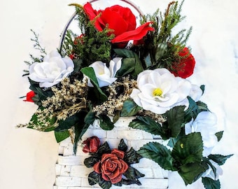 ROSES dried and silk centerpiece basket