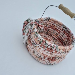 TEA PARTY colorful textile art tote BASKET