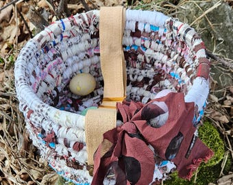 WHITE CHOCOLATE  textile art BASKET bucket