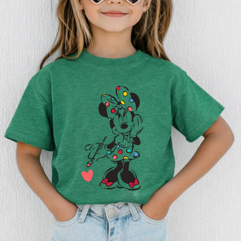 Cute Minnie Mouse Classic Sketch Cute Vintage Portrait T-Shirt, Retro Disney Trip Shirt, Vintage Minnie Shirt, Disney Family Vacation Trip. image 8