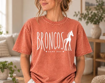 Comfort Colors Broncos Shirt, Bronco Mascot Shirt, School Spirit Shirt