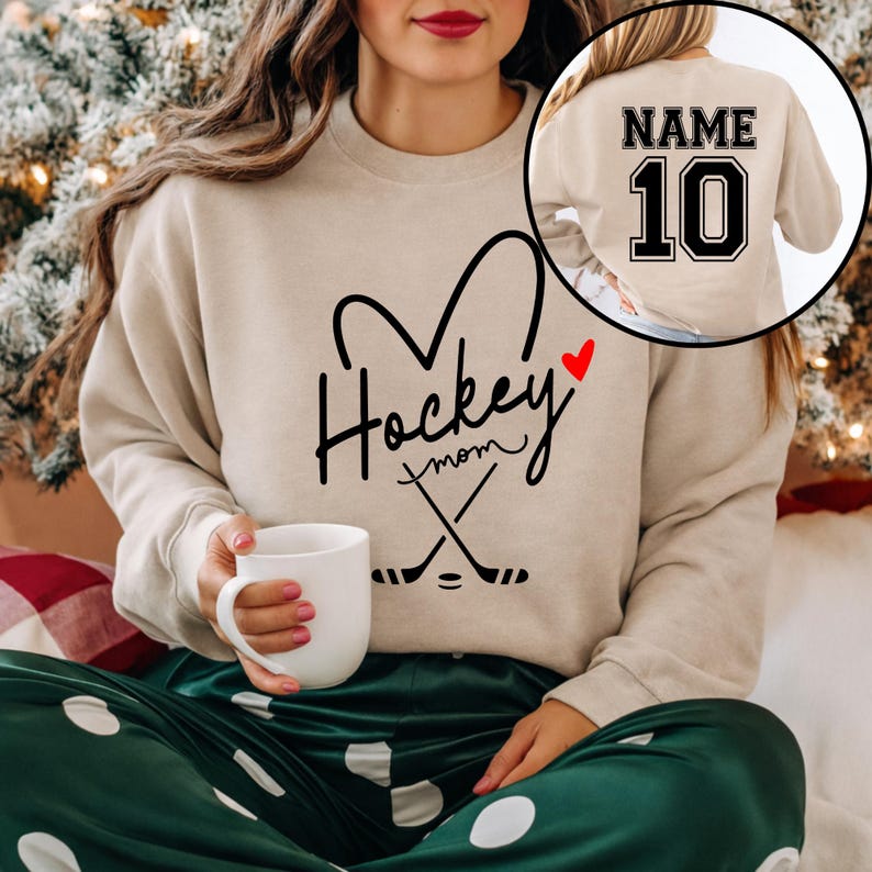 Personalized Hockey Mom Sweatshirt, Hockey Mama Shirt, Sports Mom Sweater, Gift Shirt For Sports Mom, Game Day Hoodie, Mother's Day Hoodies image 7