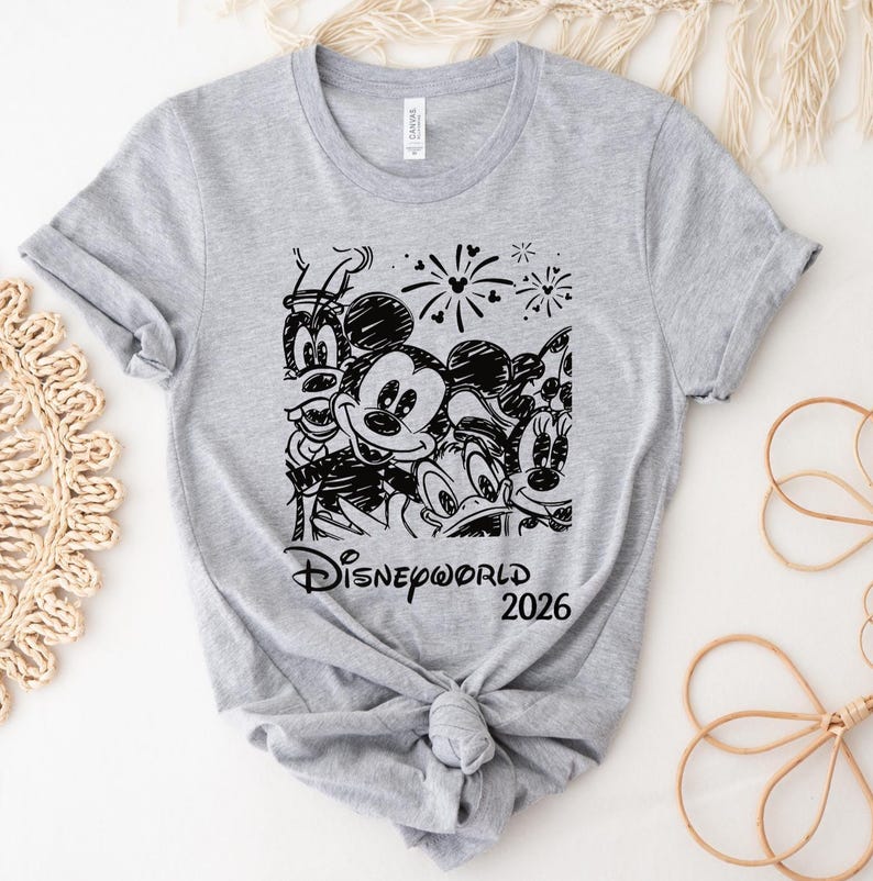 Retro Disneyworld 2026 Shirt, Retro Walt Disney Shirt, Disneyworld Matching Shirt, Disney Vacation Matching Shirt, Mickey And Friends Shirt. imagem 14