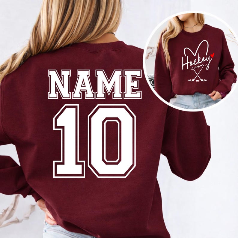 Personalized Hockey Mom Sweatshirt, Hockey Mama Shirt, Sports Mom Sweater, Gift Shirt For Sports Mom, Game Day Hoodie, Mother's Day Hoodies image 12