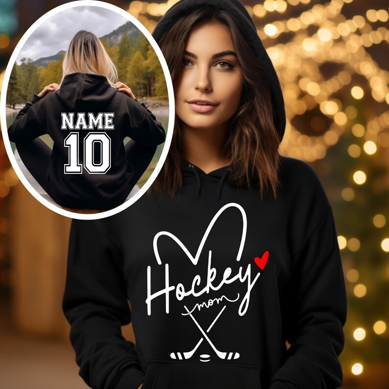 Personalized Hockey Mom Sweatshirt, Hockey Mama Shirt, Sports Mom Sweater, Gift Shirt For Sports Mom, Game Day Hoodie, Mother's Day Hoodies image 3