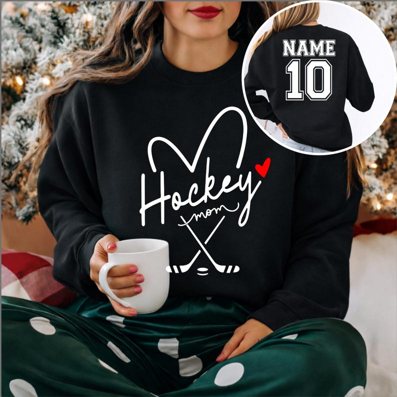Personalized Hockey Mom Sweatshirt, Hockey Mama Shirt, Sports Mom Sweater, Gift Shirt For Sports Mom, Game Day Hoodie, Mother's Day Hoodies image 2