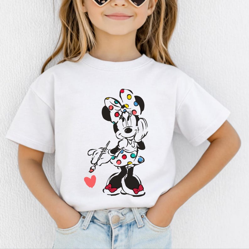 Cute Minnie Mouse Classic Sketch Cute Vintage Portrait T-Shirt, Retro Disney Trip Shirt, Vintage Minnie Shirt, Disney Family Vacation Trip. image 2
