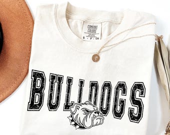 Vintage Bulldogs Shirt, Comfort Colors Bulldog Mascot Shirt, Bulldogs Game Day Tee, Retro Bulldog Shirt, Football Mascot, Go Bulldogs