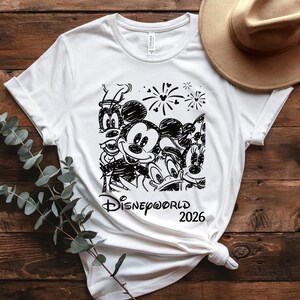 Retro Disneyworld 2026 Shirt, Retro Walt Disney Shirt, Disneyworld Matching Shirt, Disney Vacation Matching Shirt, Mickey And Friends Shirt. imagem 15