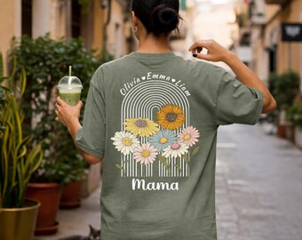 Comfort Colors Custom Mama Shirt,Floral Mom Shirt, Retro Flower Mama Tee, Cute Mom Gift, Mothers Day Shirt, Mama T-Shirt