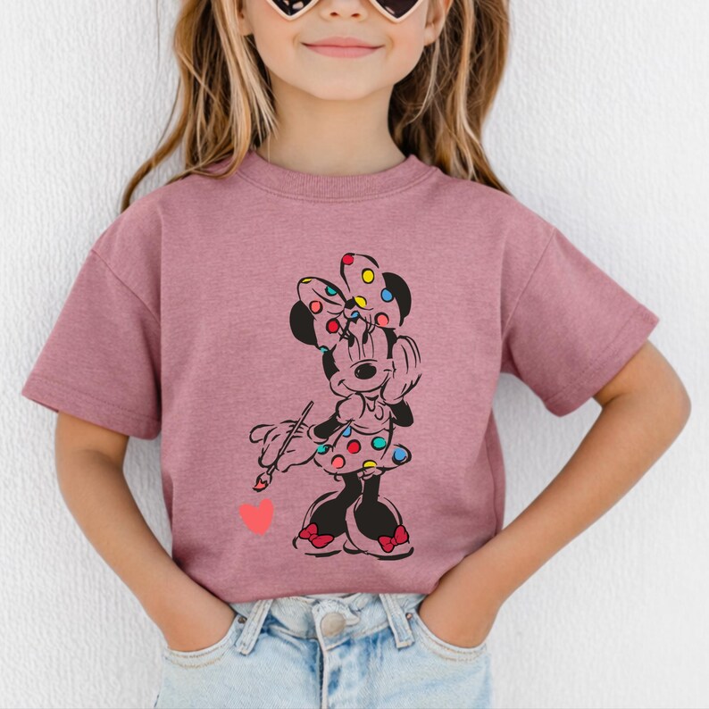 Cute Minnie Mouse Classic Sketch Cute Vintage Portrait T-Shirt, Retro Disney Trip Shirt, Vintage Minnie Shirt, Disney Family Vacation Trip. image 5