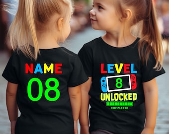 Level 7 Unlocked Shirt,Level 8 and 9 Unlocked Shirt, Level Unlocked Shirt, Gamer Birthday Gift, Customized Kids Birtday Shirt.