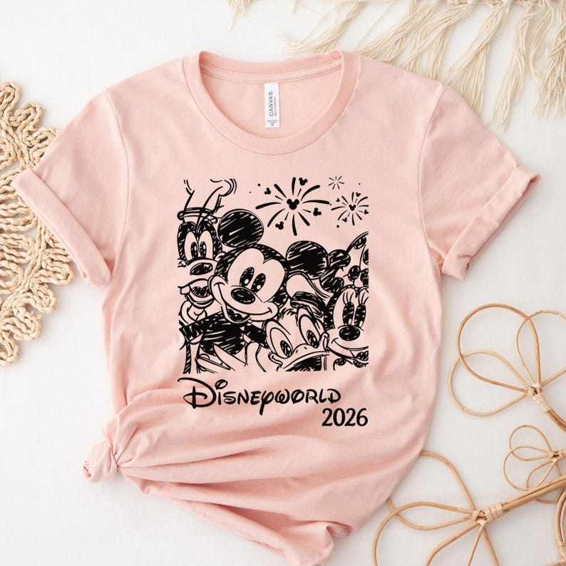 Retro Disneyworld 2026 Shirt, Retro Walt Disney Shirt, Disneyworld Matching Shirt, Disney Vacation Matching Shirt, Mickey And Friends Shirt. imagem 13