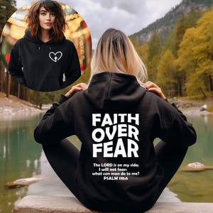 Faith Over Fear Christian Hoodie Bible Verse, Aesthetic Christian Sweatshirts, Jesus Hoodie, Church hoodie, Trendy Hoodie, Bible Verse Shirt