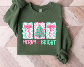 Merry and Bright Sweatshirt, Christmas Shirts, Family Christmas Hoodies, Christmas Sweatshirts for Women, Merry Christmas Sweatshirt