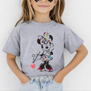 Cute Minnie Mouse Classic Sketch Cute Vintage Portrait T-Shirt, Retro Disney Trip Shirt, Vintage Minnie Shirt, Disney Family Vacation Trip. image 6