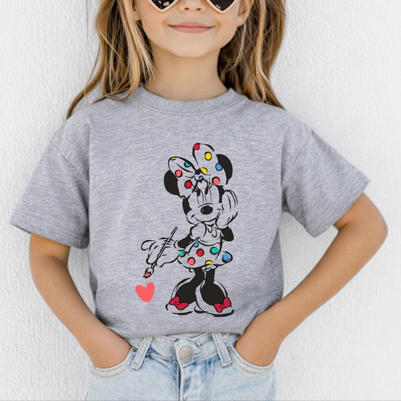 Cute Minnie Mouse Classic Sketch Cute Vintage Portrait T-Shirt, Retro Disney Trip Shirt, Vintage Minnie Shirt, Disney Family Vacation Trip. image 6