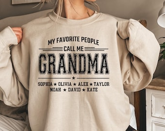 Personalized Grandma Sweatshirt, Custom Kids Names Shirt, Grandma Crewneck, Gift for Grandma,Mother's Day Gift,Family Name Shirt,Nana Hoodie