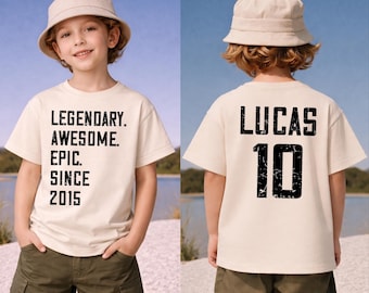 Custom Birthday Shirt, Personalized 10th Birthday Shirt Boy Girl, Custom Name Since 2015 Shirt,Legendary Awesome Epic Birthday Tee