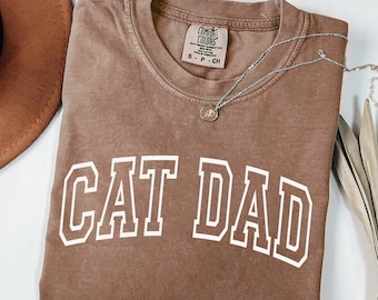 Comfort Colors® Cat Dad Shirt, Cat Lover Tee, Father's Day Gift, Vintage Varsity Cat Daddy Shirt, Gift for Cat Dad