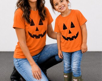 Matching Family Halloween Shirts, Pumpkin Face Teacher Shirt, Mom and Kid Halloween Tee, Cute Jack O Lantern Sweatshirt, Halloween Gift