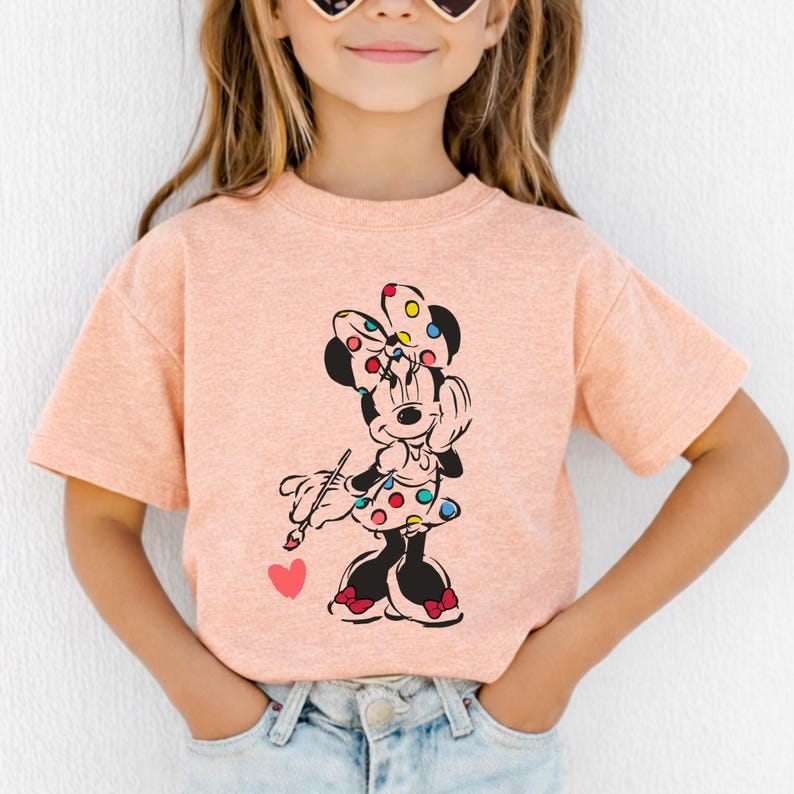 Cute Minnie Mouse Classic Sketch Cute Vintage Portrait T-Shirt, Retro Disney Trip Shirt, Vintage Minnie Shirt, Disney Family Vacation Trip. image 4