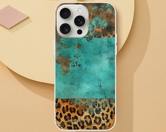 Tierdruck Handyhülle Aqua Farbe Malerei Abstrakte Kunst iPhone Hülle Samsung Galaxy Hülle Geschenk für Frau Einzigartige individuelle Hülle