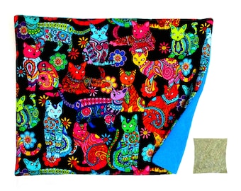 CATNIP MAT plus Catnip 12.5 x 15.5 Inches  Colorful Cats and Flowers - REFILLABLE
