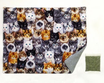 CATNIP MAT plus Catnip 12.5 x 15.5 Inches  Cute Cat Faces - REFILLABLE Reversible
