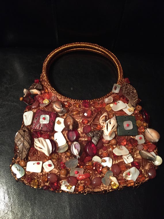 Handmade Seashell Copper Wire Wrapped Purse