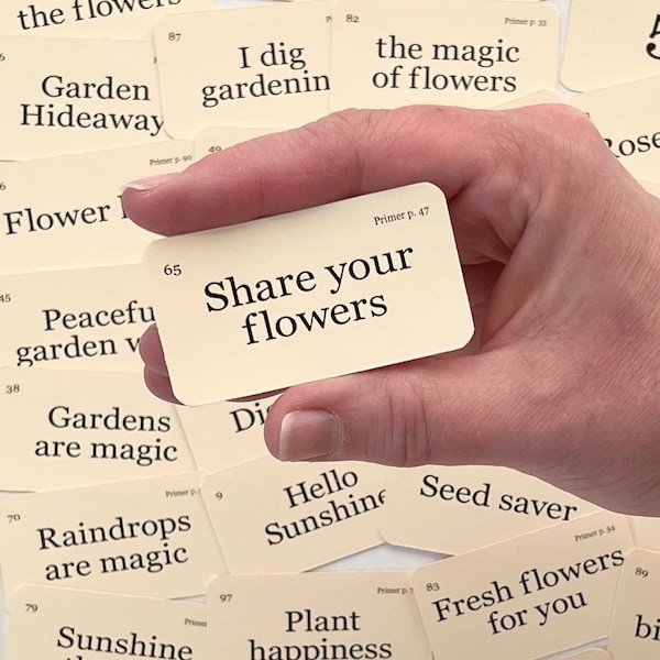 Mini Always Share your flowers flash cards - set of 42 - flower garden cards - vintage flower garden - flower themed tiered tray displays