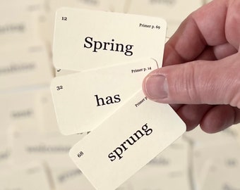 Mini Spring is sprung flash cards - set of 42 - vintage inspired flash cards - reproduction farmhouse decor - tags