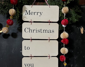 Hanging Merry Christmas to you flash cards - Christmas cards - holiday decor - wreath addition