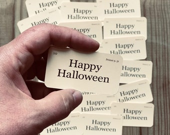 Mini Happy Halloween singles flash cards - set of 21 - gift bag hang tags - treat bags - card stuffer - fun to share
