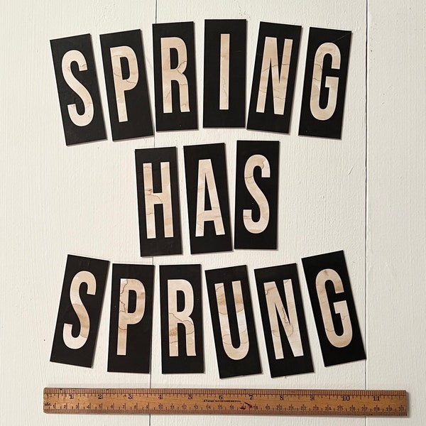 Reproduction BLACK & WHITE vintage letters - Spring has Sprung - set of 14 - vintage display - garland - farmhouse decor