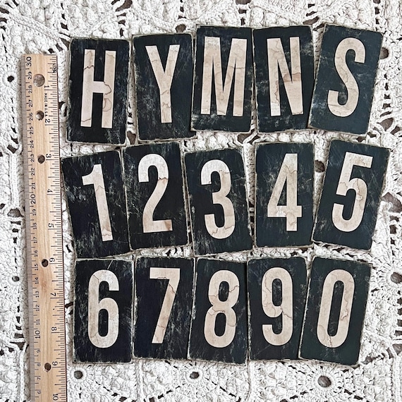 Aged Church Hymn Board Numbers - Vintage Reproduction (3" x 1 3/4")