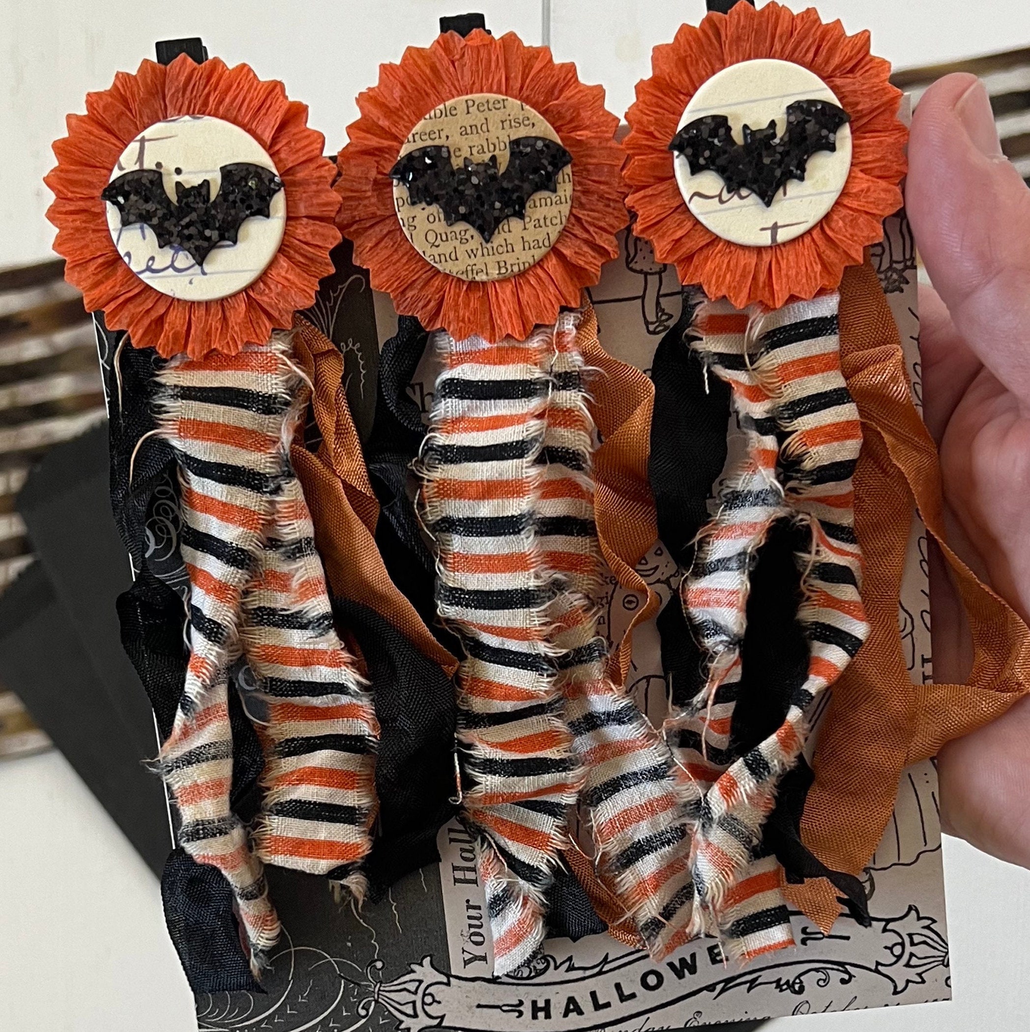 Halloween gift bags & clips- set of THREE - bat clips - teacher gift - party favor - goodie bag - treat bag