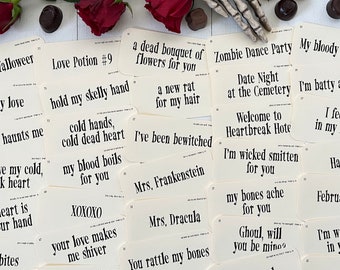 Happy Valloween flash cards - set of 42 cards - Halloween Love Story - Spooky Valentine - vintage inspired flash cards